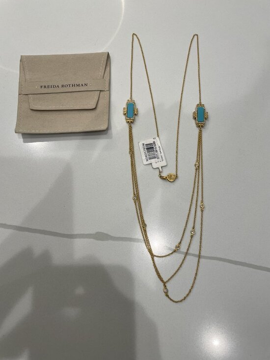 Freida Rothman 36" multi-strand turquoise Station Necklace - Retail $695 - Picture 1 of 6